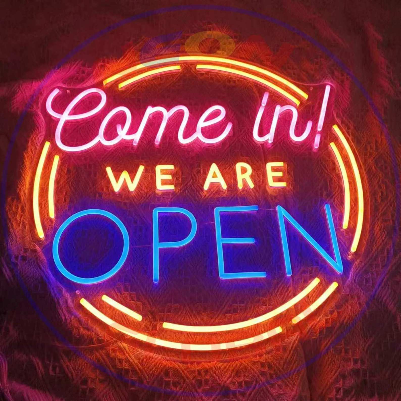 We're Open Custom Led Neon Sign  Business Logo Open Led Light Store Led /Art Design/ Hanging Neon Sign