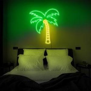 Palm tree neon light tree led sign palm tree bed room Neon sign wall decor