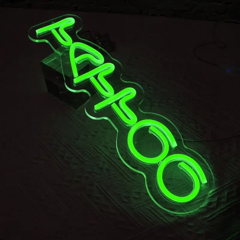 1pc Green Tattoo Neon Sign Wall Decor ,Dimmable Tattoo Led Sign Beauty Salon Neon Sign,Custom Shop Neon Sign Man Cave Led Sign