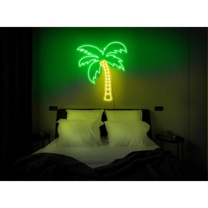 Palm tree neon light tree led sign palm tree bed room Neon sign wall decor