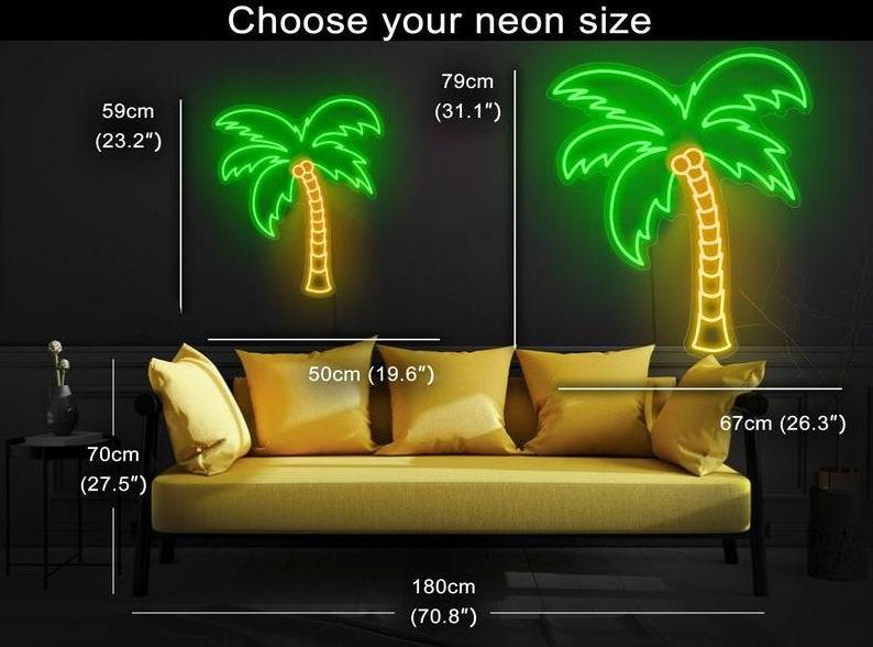 Palm tree neon light tree led sign palm tree bed room Neon sign wall decor