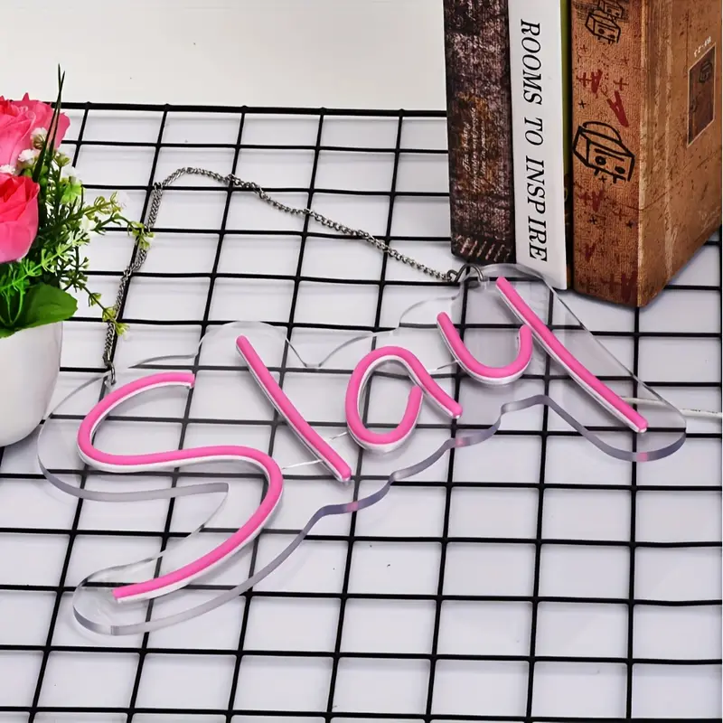 1pc Slay Neon Sign Light, For Wall Decor Led Neon Light For Bedroom Wall Decor Preppy Girls Aesthetic Dorm Cute Bratz Room Decor