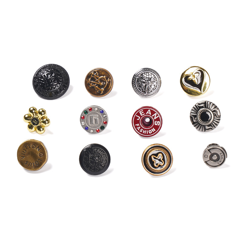 Custom Logo Round Snap Alloy Jeans Button Metal Button For Denim Jeans