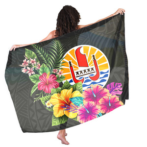 2023 Novelty TAHITI Custom Beach Sarong Women Dropshipping Polynesian Tribal Fashion Trend Swimsuit Cover Up Big Sarongs In Bulk