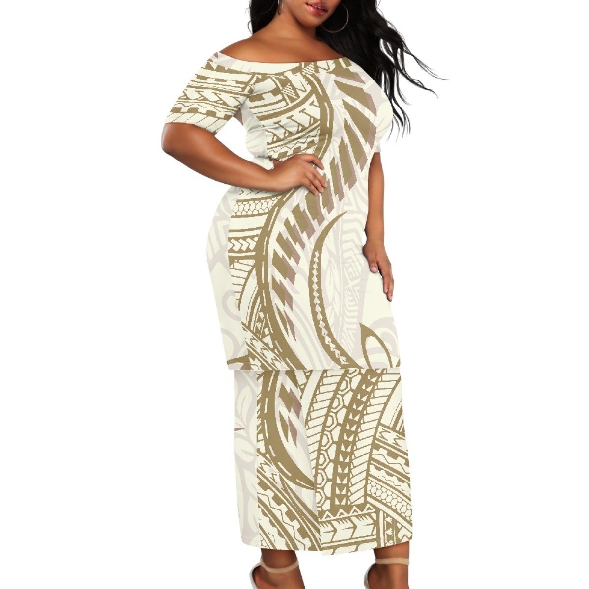 Asia & Pacific Islands Clothing Wholesale High Quality Custom Hawaii Polynesian Tribal Half Sleeve Elegant Church Summer Dress