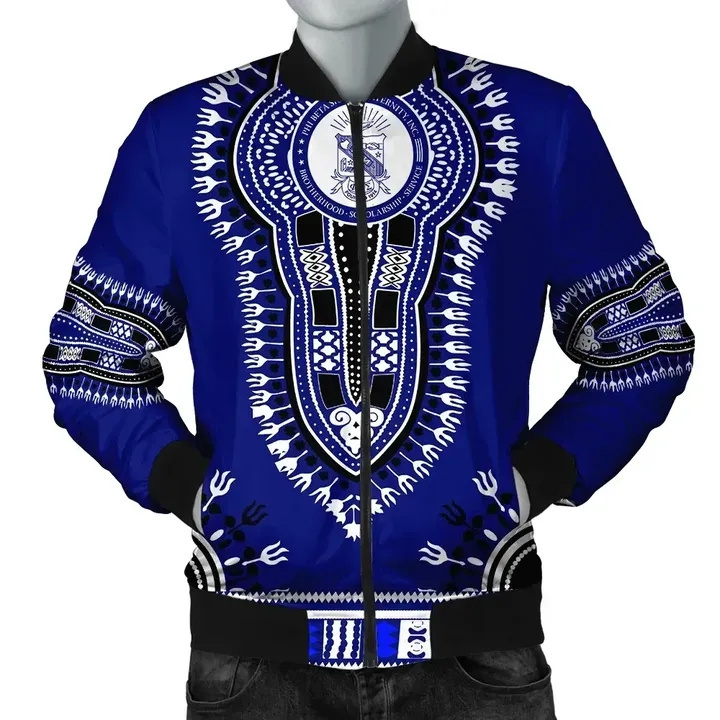 Phi Beta Sigma Fraternity Dashiki Printed Custom Bomber Jacket For Men Plus Size Bomber Jacket Coat Casual Men's Bomber Jacket