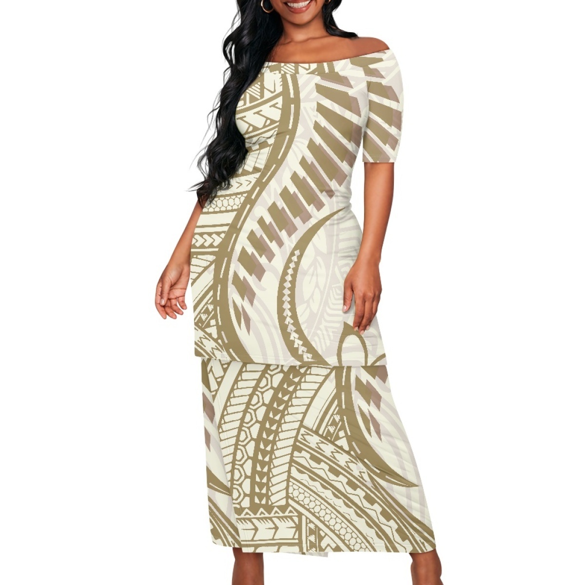 Asia & Pacific Islands Clothing Wholesale High Quality Custom Hawaii Polynesian Tribal Half Sleeve Elegant Church Summer Dress