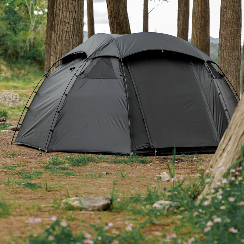 JWF-104 High quality family outdoor luxury black spherical camping tents with canopy large half ball tent