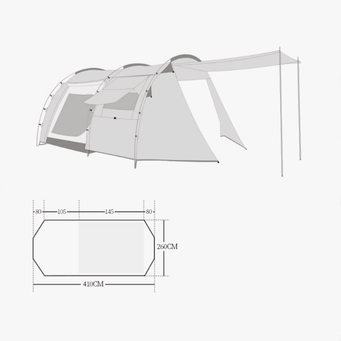 JWF-153 Customized outdoor  tunnel tent portable camping waterproof canopy 3-4 person tube tent