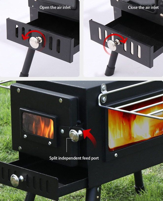 JWQ-002 Outdoor Portable Wood Stove Camping Wood Stoves Telescopic Folding Heater rocket stove