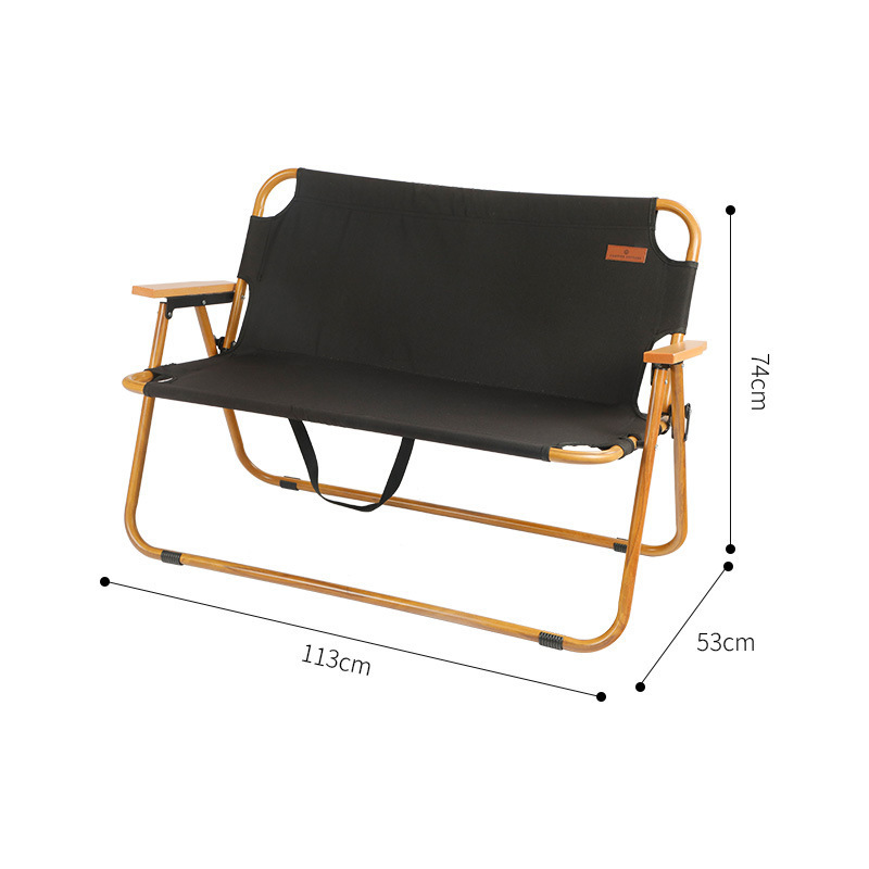 JWW-011 Outdoor aluminum alloy wood grain Portable foldable camp double seats camping beach chair