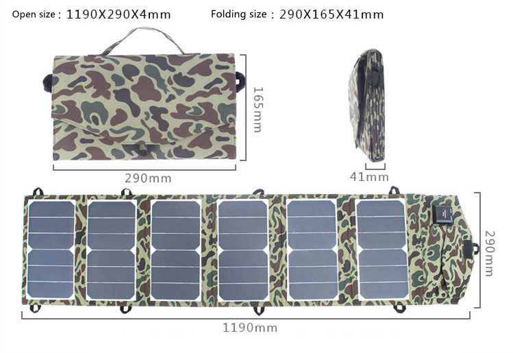 JWN-001 Outdoor portable camping 40W solar panel folding bag Solar charger panel