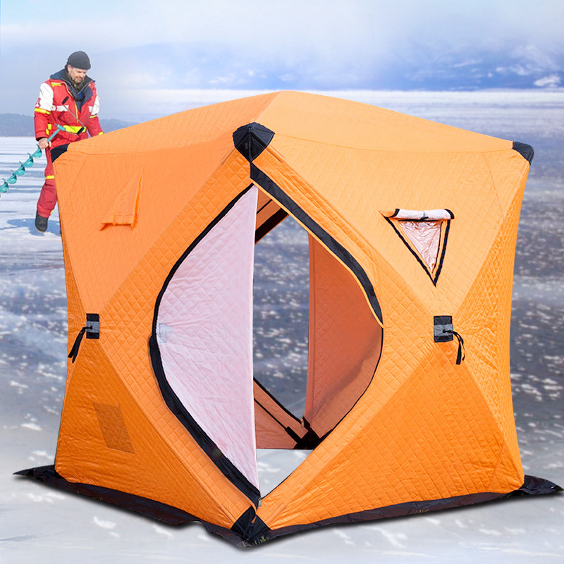 JWF-135 Customized outdoor thickened winter fishing cube tents Ice fishing house warm pop  up igloo tent