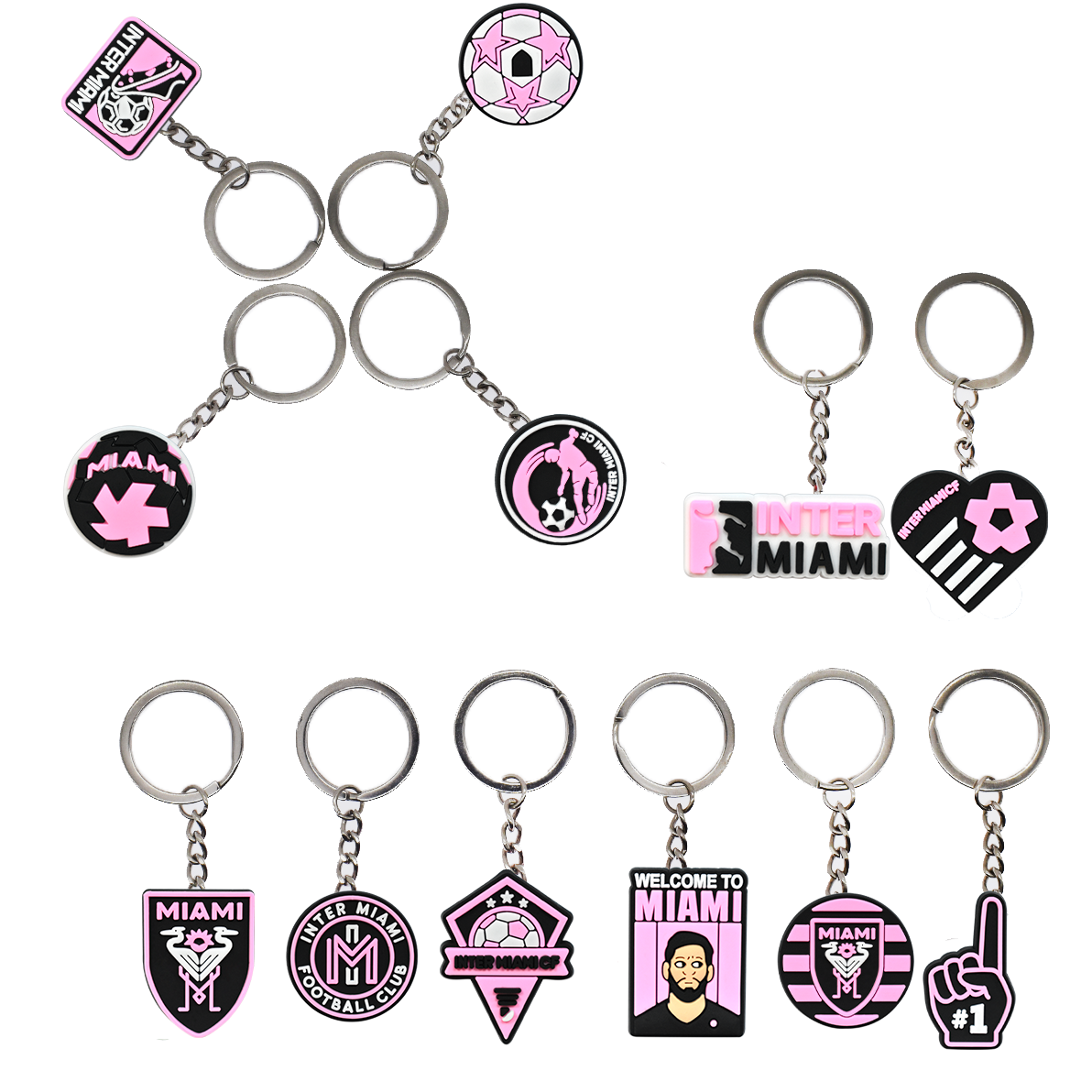 Wholesale Keychain Accessories Messi Keychain Attachment Pink Keychain Custom Logo Personalized Keyring