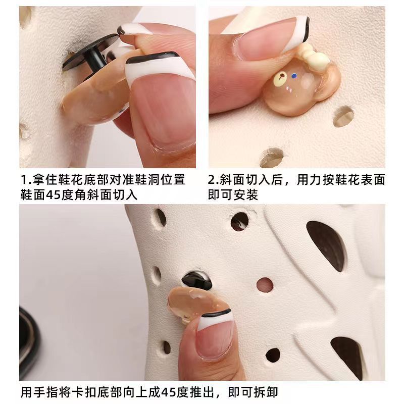 Plastic Cave Shoes Decorative Plastic Crc Charms Buttons Accessories I-button Slippers Shoe Flower Base