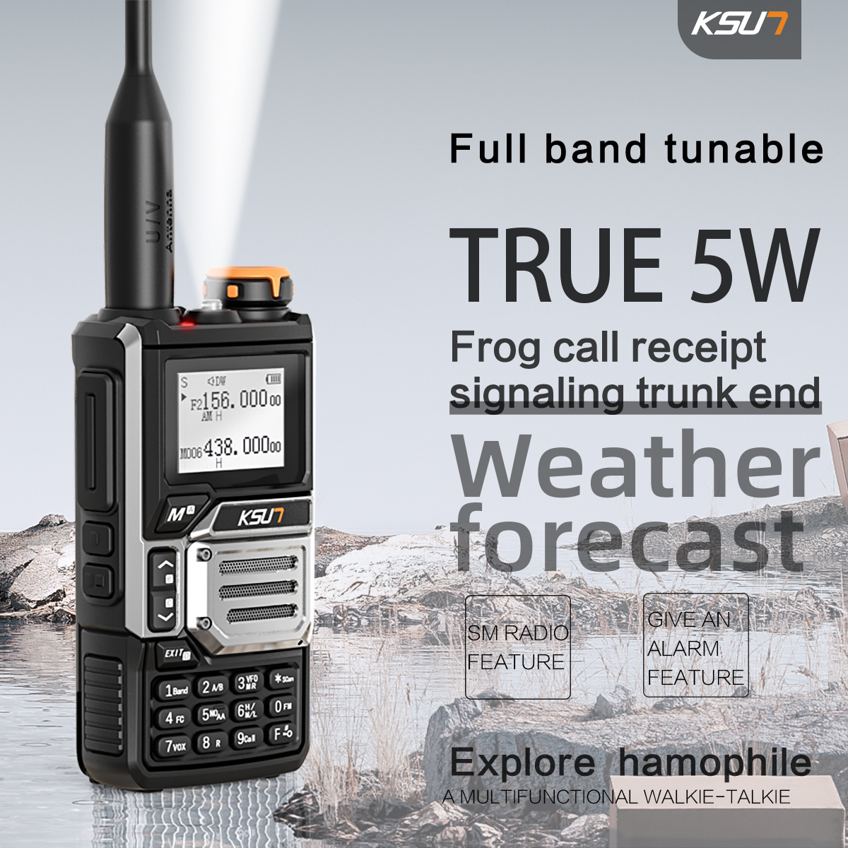 KSUN UV60D Wireless Intercom Walkie-Talkie Long Range HAM Portable Air Band VHF UHF Dual Band Radio FCC GMRS Walkie Talkie