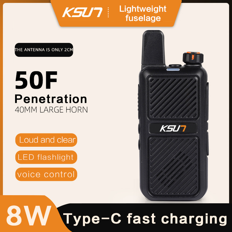 KSUN Mini Walkie-talkie Handheld Wireless Intercom High Power UHF Two Way Radio Transmitter Rechargeable Walkie Talkie