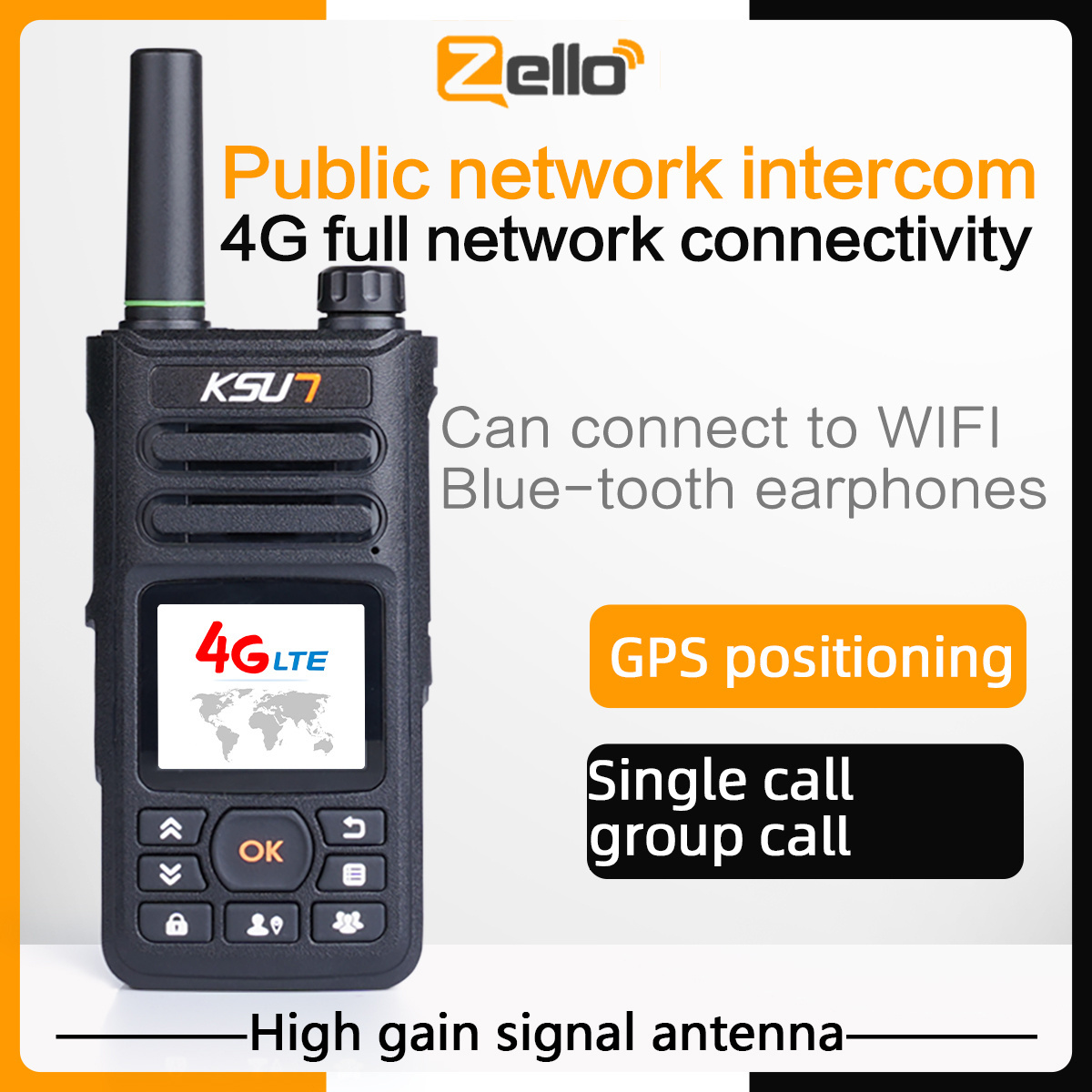 KSUN GPS WiFi Walkie-talkie 4G 3G GSM Poc Mobile Two Way Radio 5000km Long Range Zello Walkie Talkie