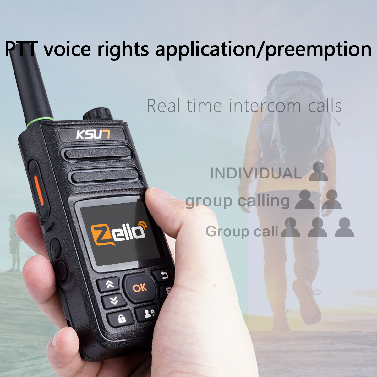 KSUN GPS WiFi Poc Network Walkie-talkie Android 4G 3G GSM Mobile Two Way Radio Long Range 200km 5000km Pair Zello Walkie Talkie