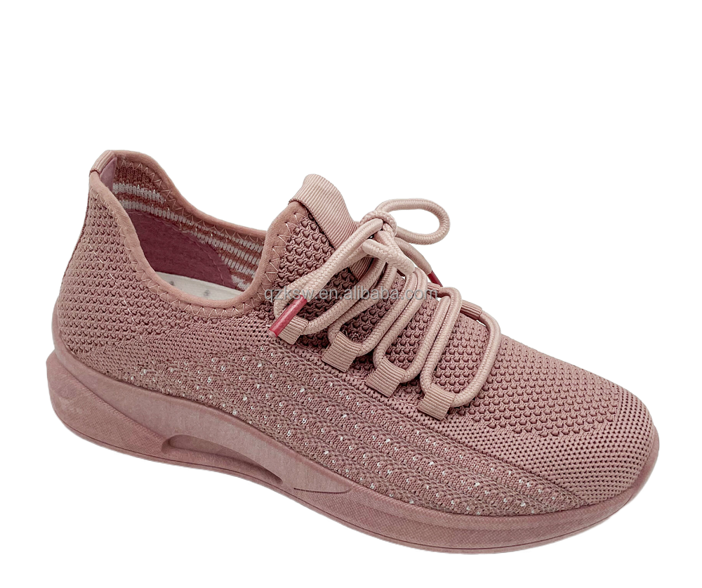 Classic fashion Model OEM Custom Logo & Design fly knitted Lady's womens casual PVC injection sport shoes