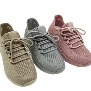 Classic fashion Model OEM Custom Logo & Design fly knitted Lady's womens casual PVC injection sport shoes