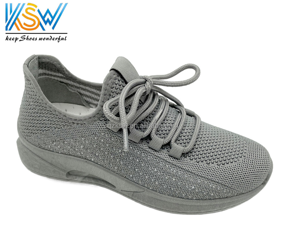 Classic fashion Model OEM Custom Logo & Design fly knitted Lady's womens casual PVC injection sport shoes