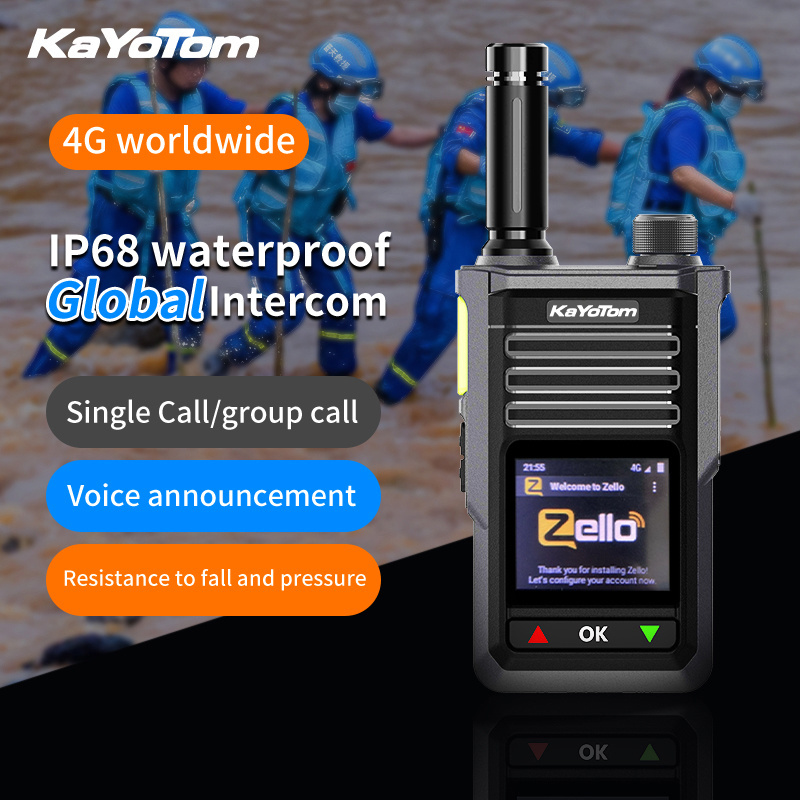 KaYoTom Android 4G LTE 3G GSM  Mobile Phone Two Way Radio  mile 1000km Long Range Zello Ptt Walkie Talkie with Sim Card