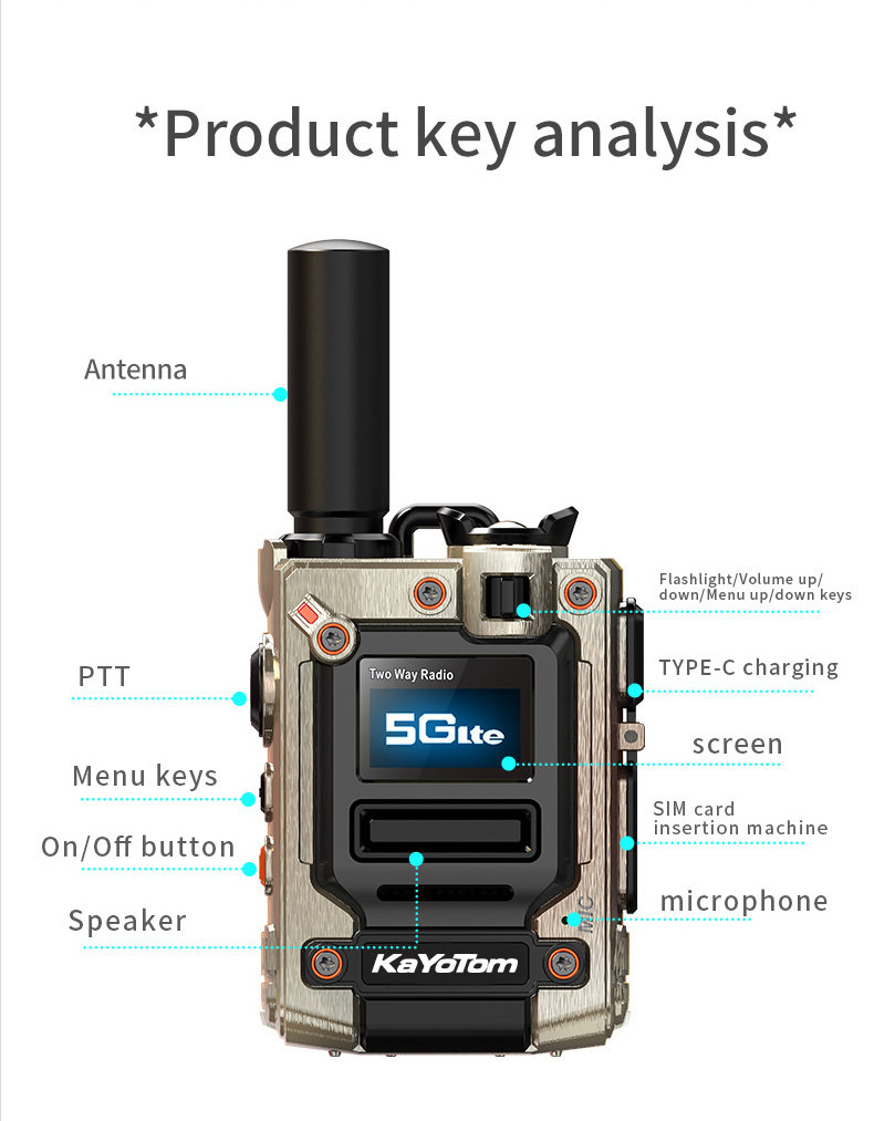 KaYoTom M08 walkie-talkie 5000km Long Talk Range 4g LTE POC Network Radio Sim Card Walkie Talkie wo way radio