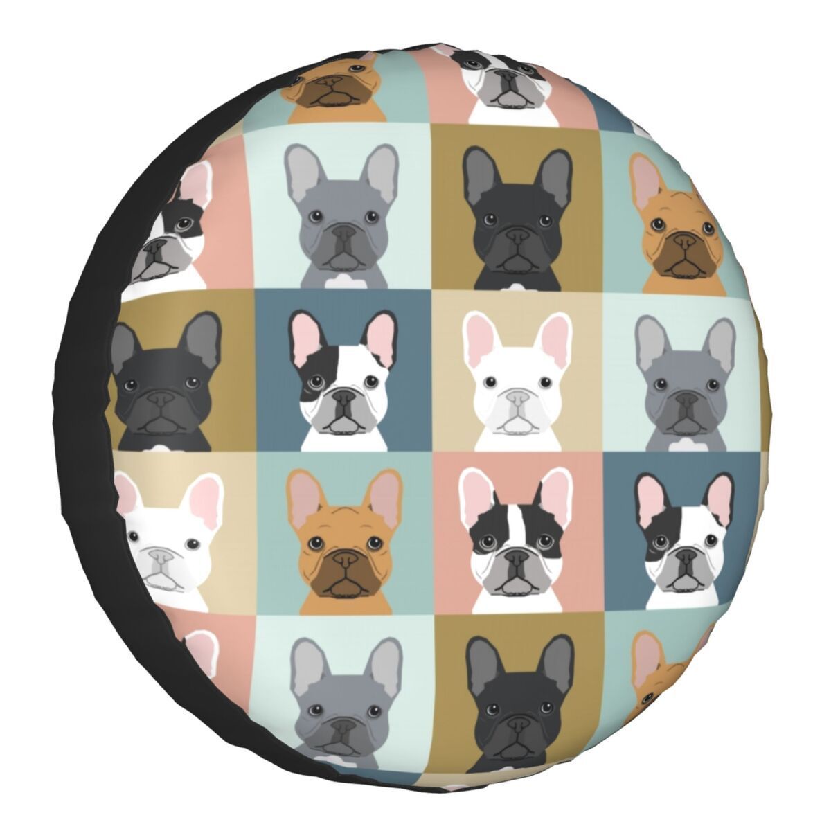 Factory Hot Sale Tire Covers Gray Stripe Cute French Bulldogs Spare Tire Cover Product Manufacturer Vehicle Interior Accessories