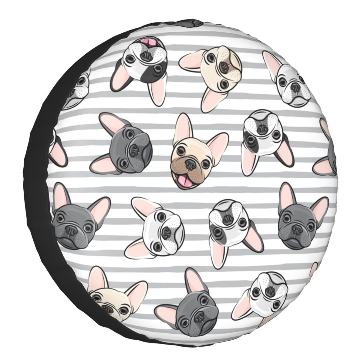 Factory Hot Sale Tire Covers Gray Stripe Cute French Bulldogs Spare Tire Cover Product Manufacturer Vehicle Interior Accessories