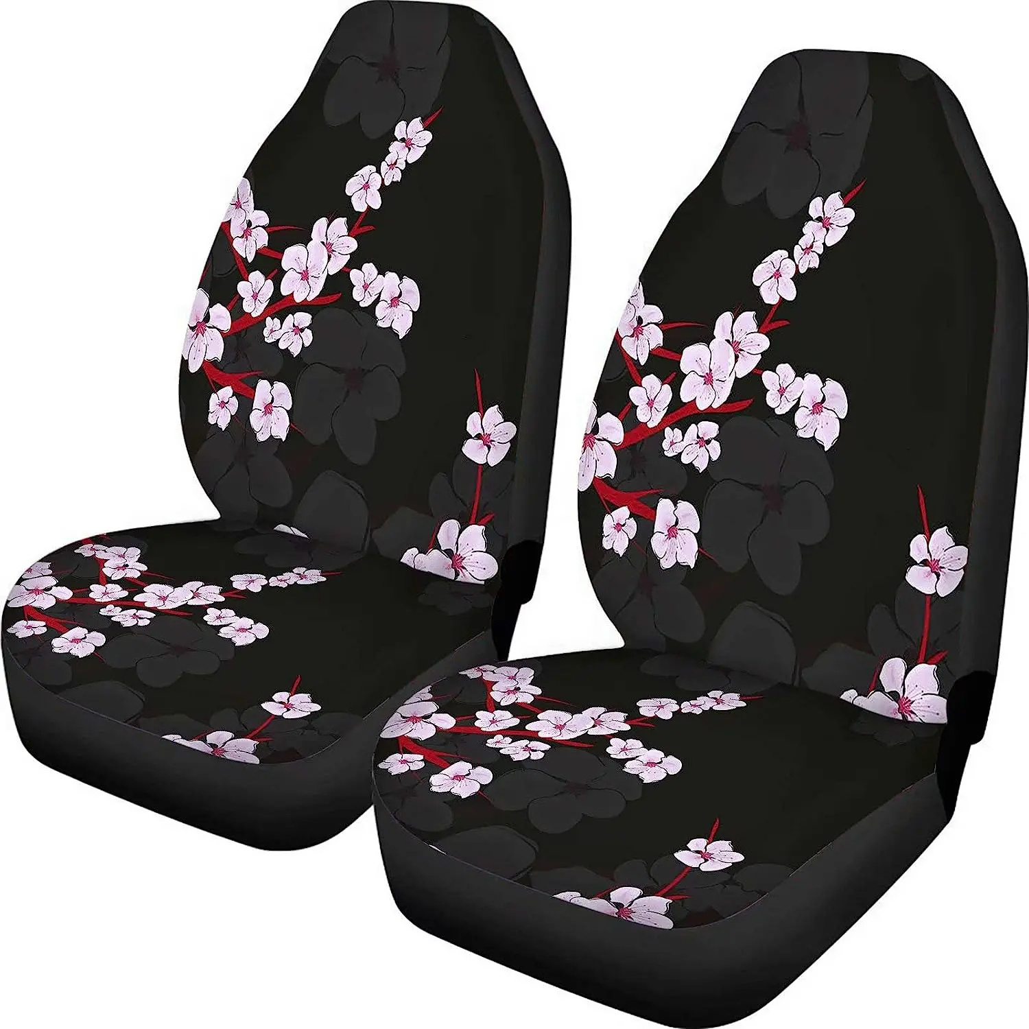 Low MOQ Cherry Blossoms Printed Car Seat Covers 2PC Front Bucket Seat Protector Accessories Universal Fit Most Cars Trucks 2023