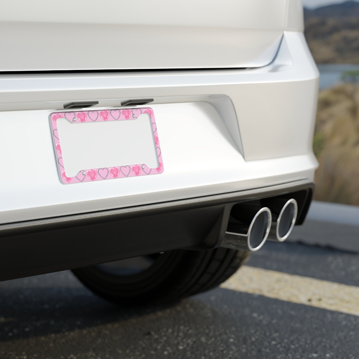 Pink Girl License Plate Frame Kawaii Love Print Custom Car Decoration Accessories Women's Quality Car License Plate Frame Cover