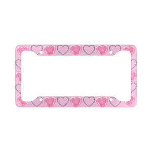 Pink Girl License Plate Frame Kawaii Love Print Custom Car Decoration Accessories Women's Quality Car License Plate Frame Cover