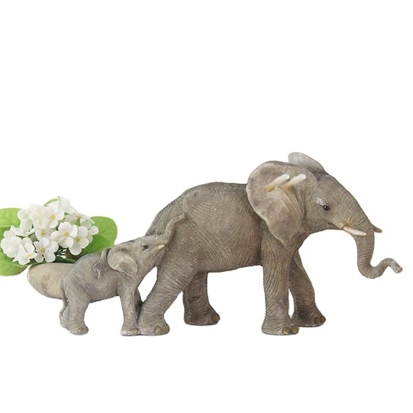 new and original Grey resin home statues elephant toy ,big with small elephant figurines for home or garden decor