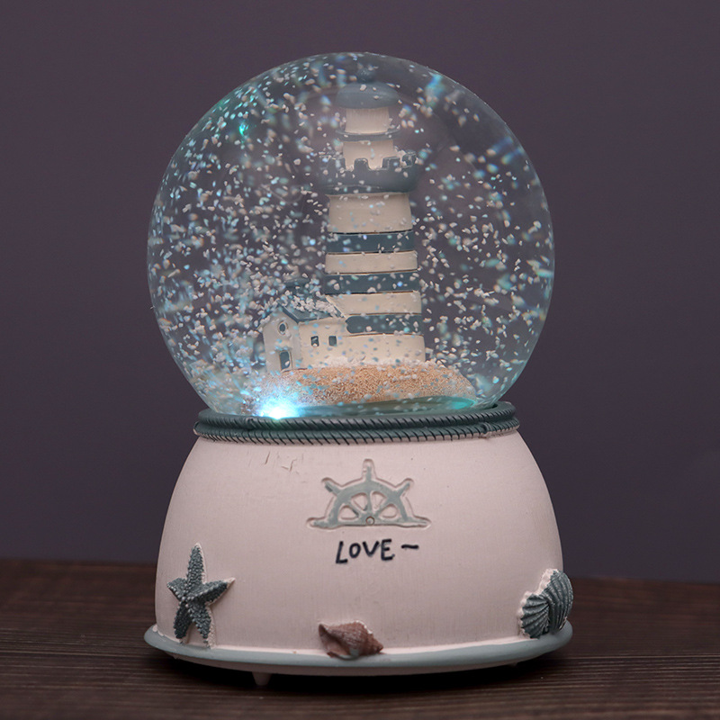 Custom Logo Resin Snow Globe Nautical Style Ocean Series Glass Water Globe For Souvenir