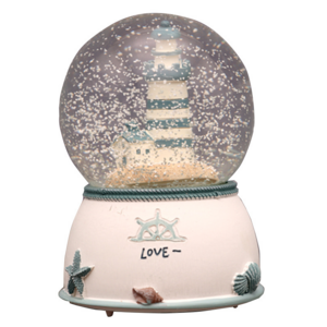 Custom Logo Resin Snow Globe Nautical Style Ocean Series Glass Water Globe For Souvenir