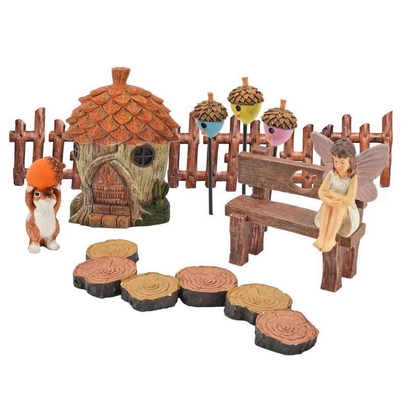 Wholesale Garden Sculpture  Miniature Fairy Garden Accessories Set Indoor Outdoor Ornaments Fairy Garden House Kit