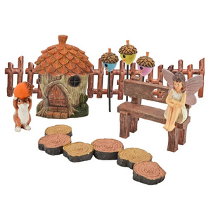 Wholesale Garden Sculpture  Miniature Fairy Garden Accessories Set Indoor Outdoor Ornaments Fairy Garden House Kit