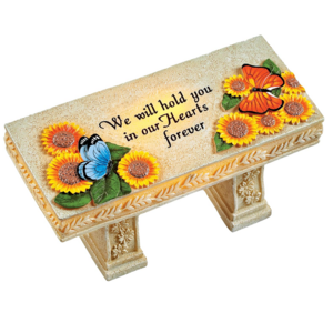 Solar Powered LED Outdoor Garden Resin Butterfly Memorial Stone Bench