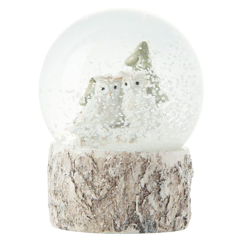 Manufacture Handmade Tabletop Resin Water Globe With Let It Snow Musical Christmas Owl Snow Globe