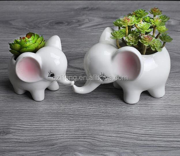 Decorative Table Cute Elephant Succulent Planter Pots Set of 2 Cute Elephant Flower Pot