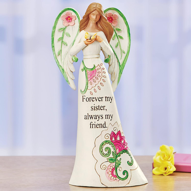 Custom Figurine Resin Home Decoration Angel Statue Figurine with Sentiment Saying Wholesale