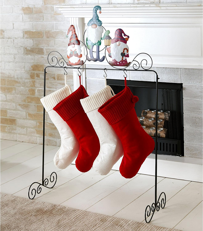 Christmas Gnome Stocking Holder Stand Indoor Christmas Decoration with Cute Figurines