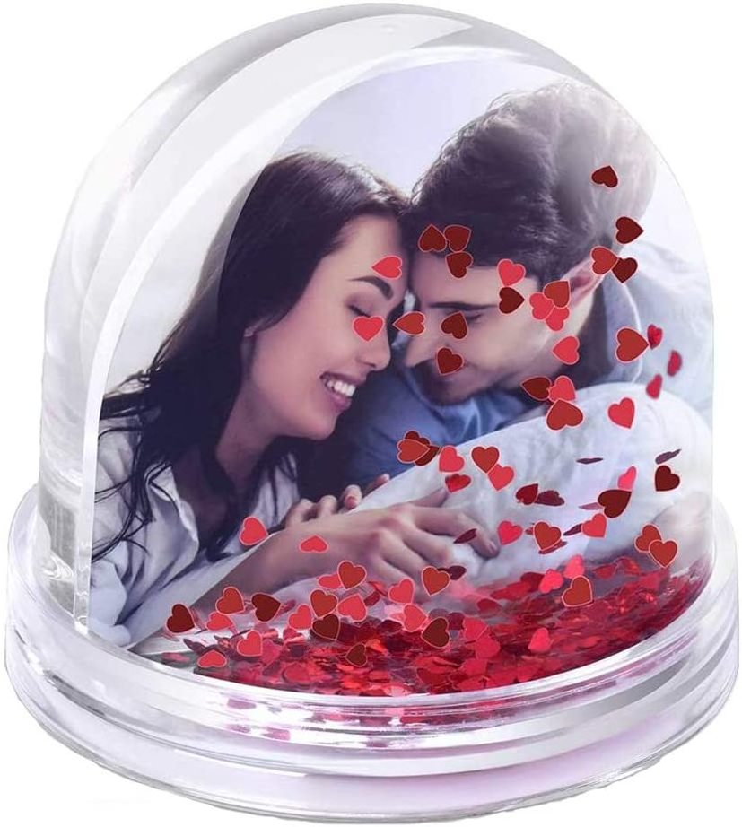 Wholesale Promotional Photo Snow Globes With Picture Insert Blowing Heart Shaped Glitter