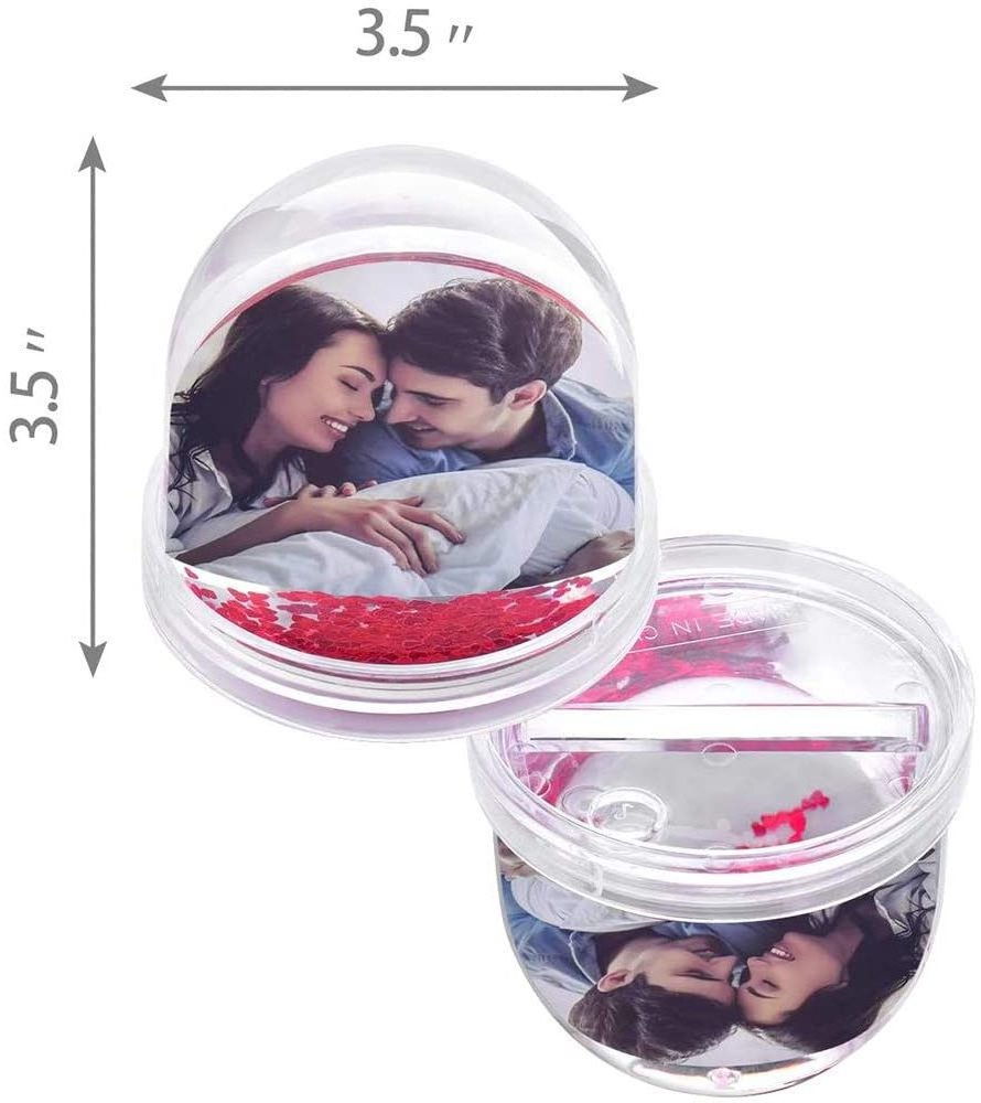 Wholesale Promotional Photo Snow Globes With Picture Insert Blowing Heart Shaped Glitter