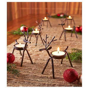 Best for Christmas Holiday Set of 6 Metal Reindeer Tealight Candle Holders