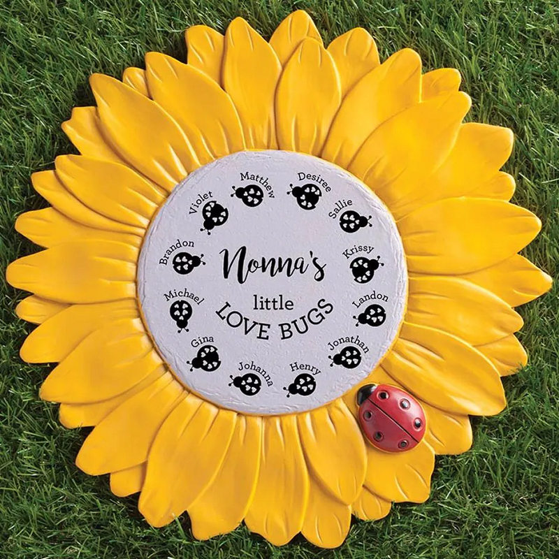 Resin Personalized Love Bugs Sunflower Garden Stepping Stone