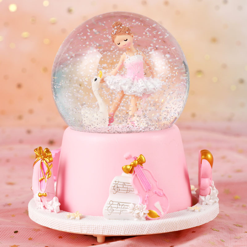 Romantic Resin Music Box Ballerina Snow Globe Wedding Souvenirs Gifts Favors Custom Dancing Couple Snowball Souvenir