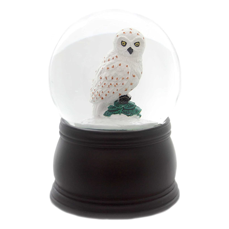 Manufacture Handmade Tabletop Resin Water Globe With Let It Snow Musical Christmas Owl Snow Globe