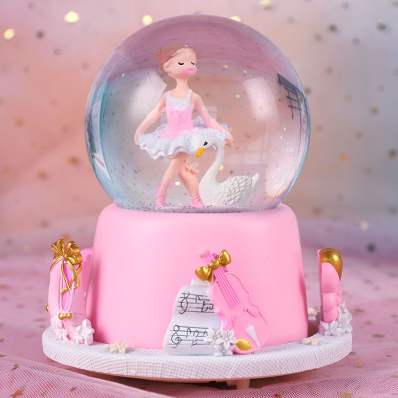 Romantic Resin Music Box Ballerina Snow Globe Wedding Souvenirs Gifts Favors Custom Dancing Couple Snowball Souvenir